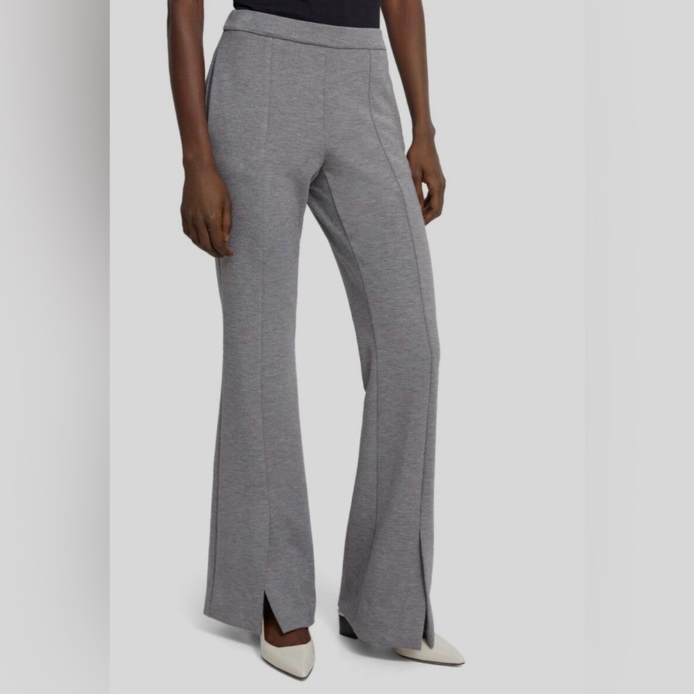 Theory Vent Demitria Double Knit Slit Women’s Pants in Grey